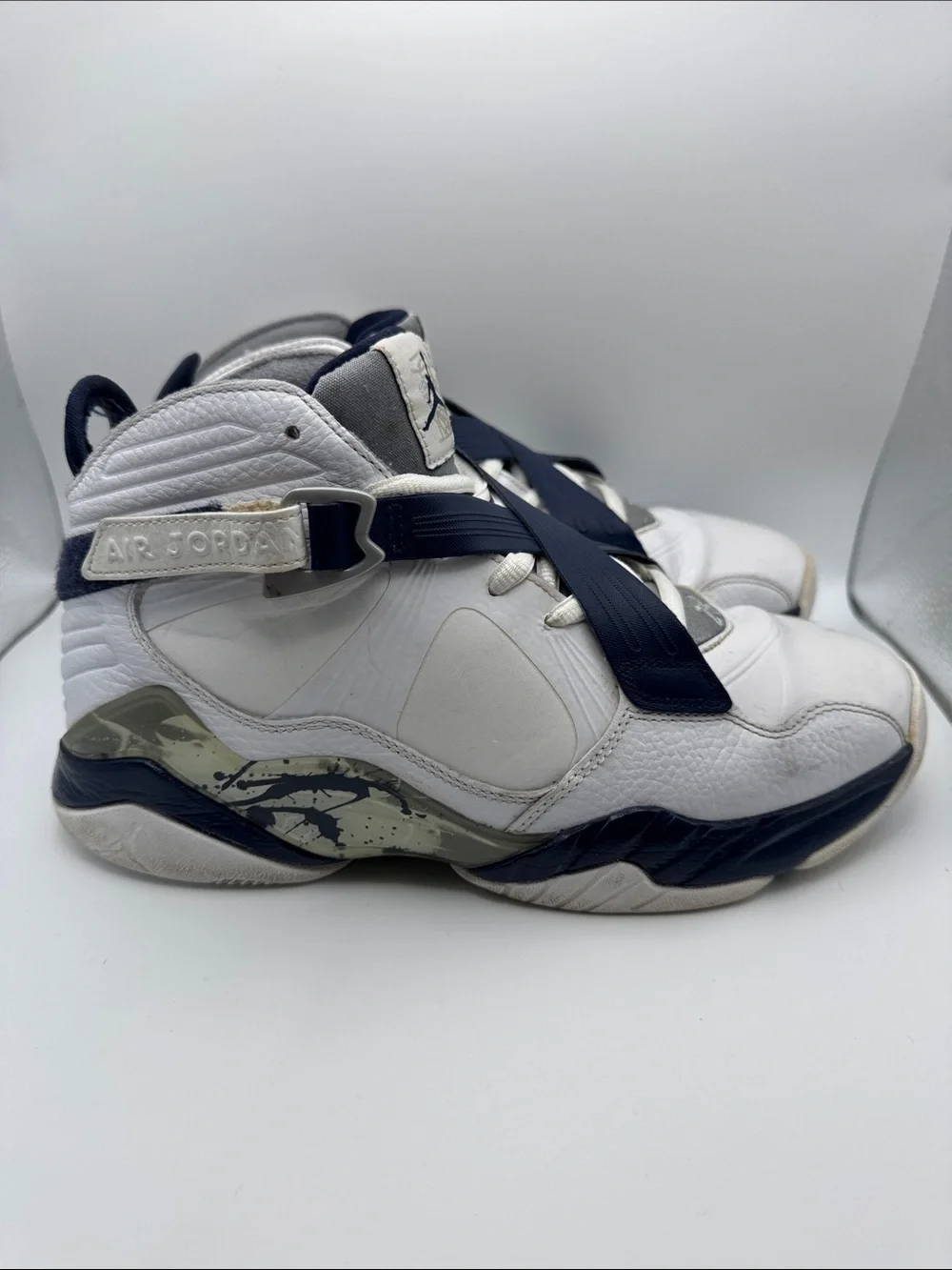 Air Jordan 8.0 Playoffs Georgetown White Midnight Navy 467807-106 Men's Size 9.5